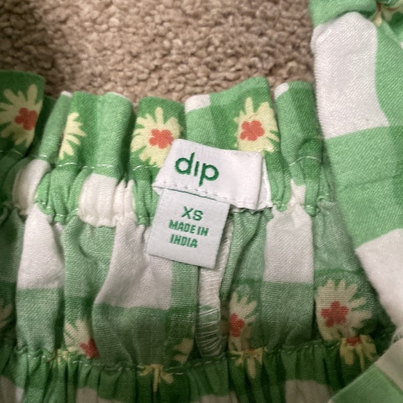 DIP Green Checkered Sunflower 3/4 Sleeve Blouse Size XS - Picture 2 of 3